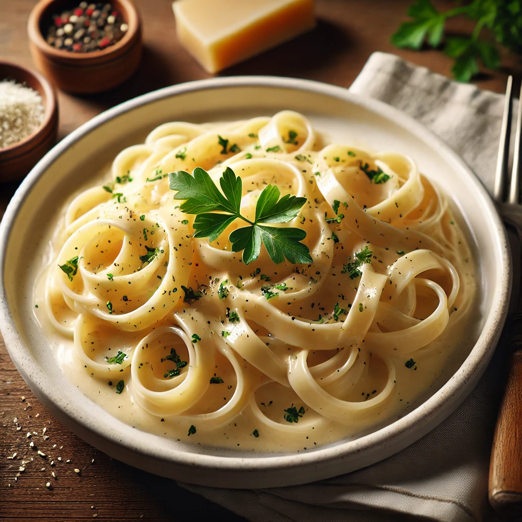 Cremig, reichhaltig und unvergleichlich lecker. Fettuccine Alfredo kombiniert Butter, Sahne und Parmesan zu einer samtigen Sauce, die jeden Bissen zum Erlebnis macht.